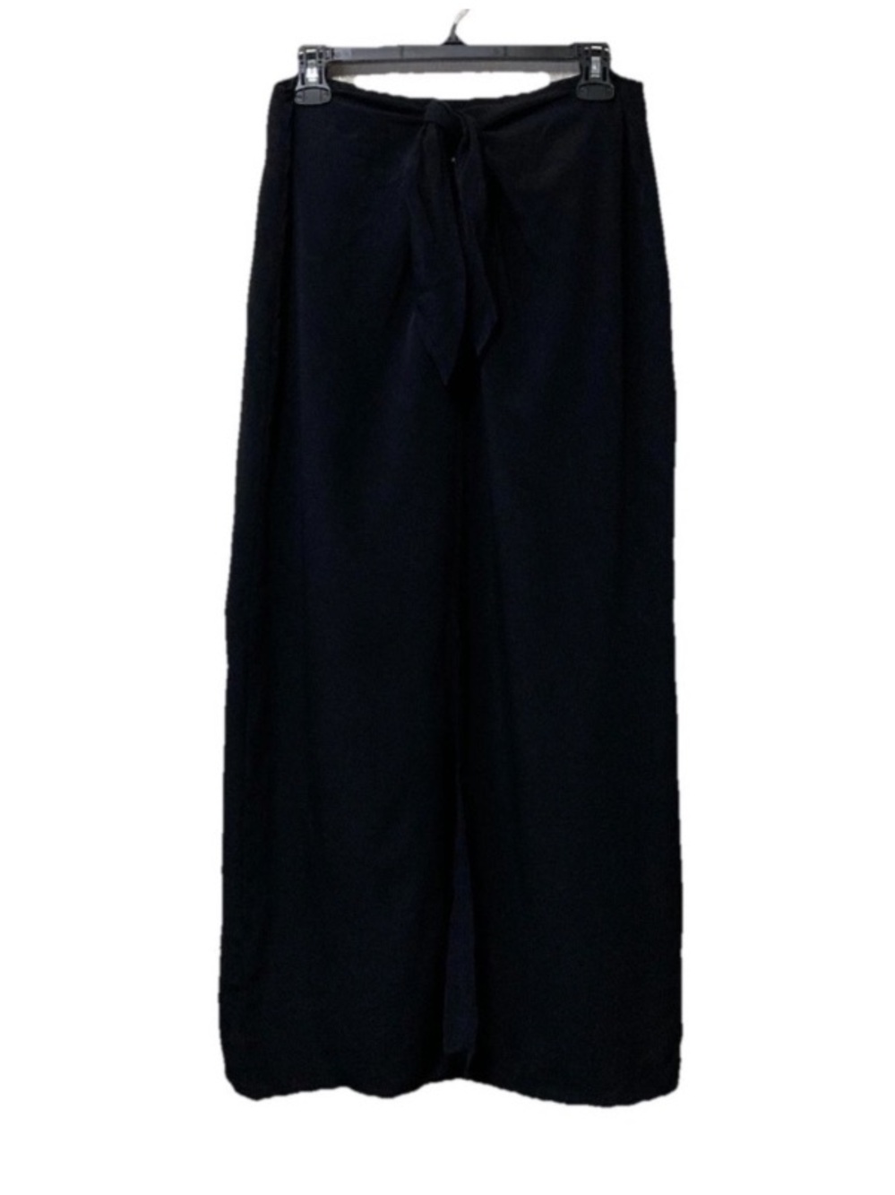 High-Rise Silk Tie-Front Skirt in Black